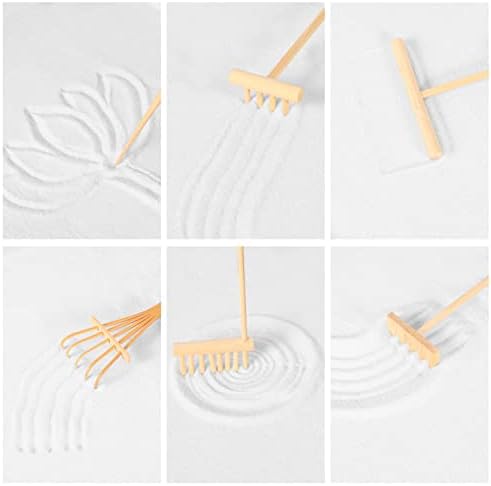 Artcome Jardin de sable zen japonais pour bureau – Plateau rond pour thérapie de méditation – Outil de relaxation et de méditation pour soulager le stress – Accessoires de bureau à la maison et au - Image 7