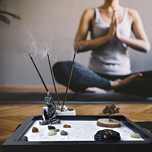 LuXianYS Jardin de Sable Japonais Zen, Zen Garden, Mini Jardin Zen Decoration, Zen Décoration de Méditation, Jardin Zen Fait à la Main Jardin Zen, pour Bureau, Détente et Méditation à Domicile - Image 6