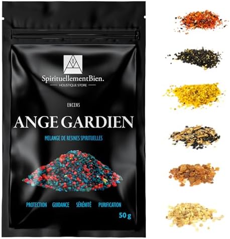 Encens Grain Ange Gardien Pur 100% Naturel 50g - Résine Authentique pour Fumigation, Protection, Guidance Spirituelle et Apaisement