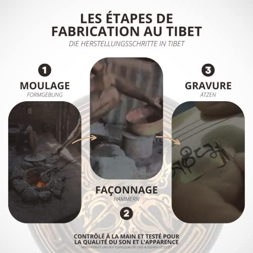 Bol Tibétain | Bol Chantant Tibétain dans Coffret en papier Népalais avec Maillet et Coussin | Magnifique son pour la méditation et la relaxation | Motif de gratitude | Bol noir antique Fait Main - Image 6