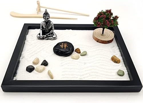 LuXianYS Jardin de Sable Japonais Zen, Zen Garden, Mini Jardin Zen Decoration, Zen Décoration de Méditation, Jardin Zen Fait à la Main Jardin Zen, pour Bureau, Détente et Méditation à Domicile