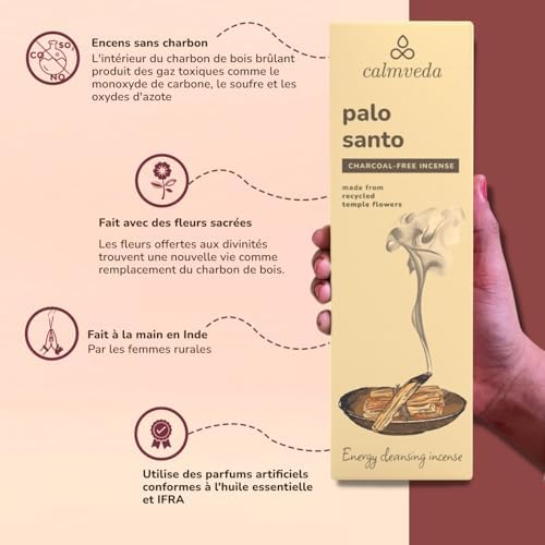 Encens Palo Santo en Batonnets - (80 d'encens) Encens Naturel sans Charbon encens, Fabriqués À Partir De Fleurs Recyclées | Bois de Palo Santo Purification,Parfum Doux et boisé avec Touche d'agrumes - Image 2