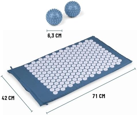 Umbro Tapis Acupression - Tapis Champ de Fleurs - Acupression pour la Détente - Tapis de Massage avec Balle a Picot - Tapis Fleur Contre les Mal de Dos - 6,3x42x71 cm - Bleu - Image 4