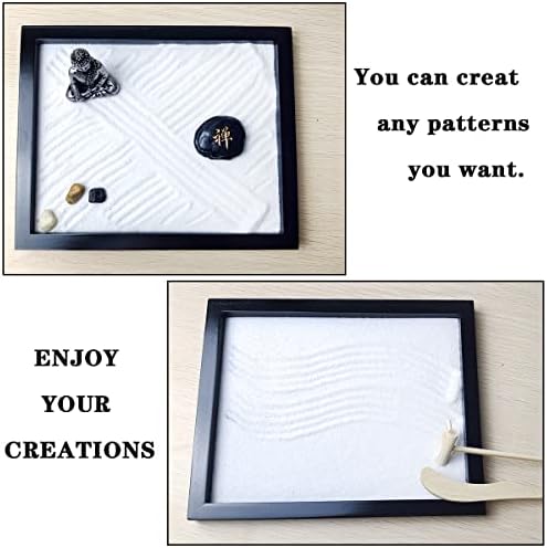 LuXianYS Jardin de Sable Japonais Zen, Zen Garden, Mini Jardin Zen Decoration, Zen Décoration de Méditation, Jardin Zen Fait à la Main Jardin Zen, pour Bureau, Détente et Méditation à Domicile - Image 5
