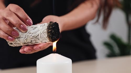 Salvia Blanca - Sauge Blanche Purification de Californie | Encens Protection | Baton Sauge à Bruler | Sahumério Naturel, 4 Sauge Blanche + 4 Sticks Palo Santo, 10cm, Sauge - Image 4