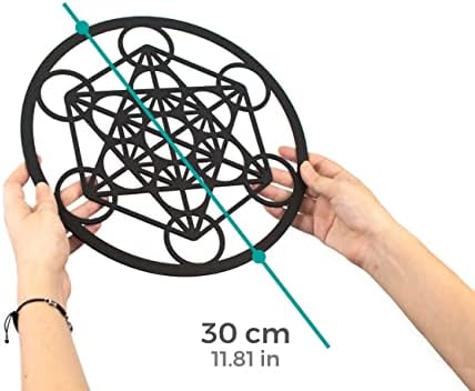 CONTRAXT Cube de métatron Géométrie sacrée. Cadre tableau sculpté bois cadeau décoration zen mandala déco panneau mural décoratif méditation ésotérisme zen art murale salon (Cube de Métatron, Noir) - Image 2