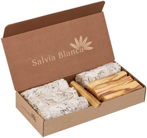 Salvia Blanca - Sauge Blanche Purification de Californie | Encens Protection | Baton Sauge à Bruler | Sahumério Naturel, 4 Sauge Blanche + 4 Sticks Palo Santo, 10cm, Sauge - Image 2