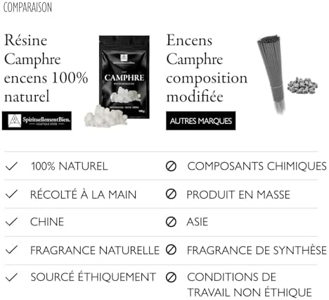Encens Naturel - Bonheur - Purification - Protection - Protection pour Fumigation Brule Parfum ou encensoir (Camphre, 50 GR) - Image 4