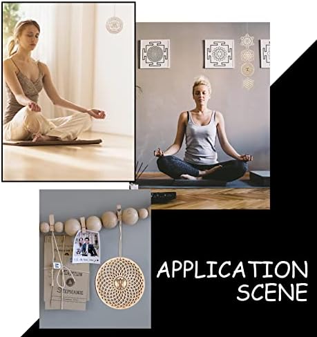 CHGCRAFT 6 Ensembles 6 Style 3.9 pouces Géométrie Sacrée Art Mural Ensemble Méditation Chakra Sculpture Murale en Bois Fleur de Vie Tableau Grille pour Yoga Salle de Méditation Décoration D'Intérieur - Image 5