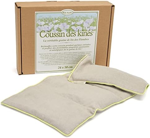 Mille Oreillers Coussin des Kinés ® - Graines de Lin - 24 x 50 cm - Lombaires, épaules - Apaise et soulage