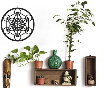 CONTRAXT Cube de métatron Géométrie sacrée. Cadre tableau sculpté bois cadeau décoration zen mandala déco panneau mural décoratif méditation ésotérisme zen art murale salon (Cube de Métatron, Noir) - Image 7