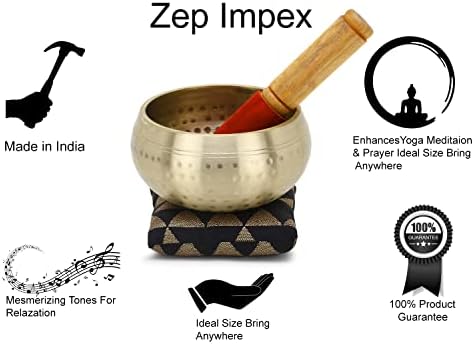 Zap Impex® Magnifique bol chantant tibétain en laiton martelé à la main -Méditation, yoga - 11,4 cm - Image 3
