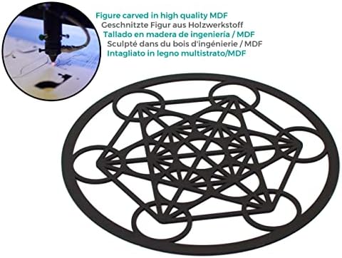 CONTRAXT Cube de métatron Géométrie sacrée. Cadre tableau sculpté bois cadeau décoration zen mandala déco panneau mural décoratif méditation ésotérisme zen art murale salon (Cube de Métatron, Noir) - Image 5