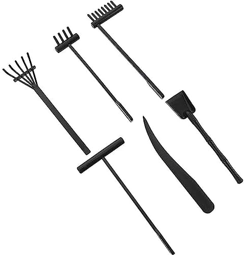 Kit Mini Zen Jardin - 6pcs Noir Râteau et Méditation Sable Outils - Rock Garden Idéal Relaxation - pour Table pour Accessoires - Image 5