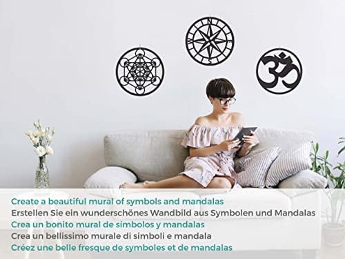 CONTRAXT Cube de métatron Géométrie sacrée. Cadre tableau sculpté bois cadeau décoration zen mandala déco panneau mural décoratif méditation ésotérisme zen art murale salon (Cube de Métatron, Noir) - Image 4
