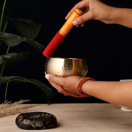 Zap Impex® Magnifique bol chantant tibétain en laiton martelé à la main -Méditation, yoga - 11,4 cm - Image 2