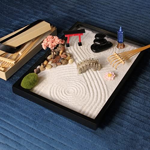 Island Falls Home Kit de décoration Jardin Japonais Sable Zen Miniature 11x8 Pouces, intérieur, 6 Outils, 15 éléments, pour Bureau Salon Maison - Image 4