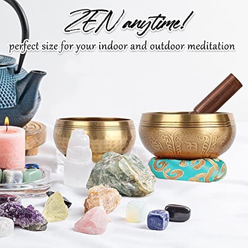 Lot de 2 bols chantants tibétains - 100 % faits à la main au Népal - Pour la méditation, le yoga, les chakras, la méditation, cadeaux uniques pour femme - Image 6