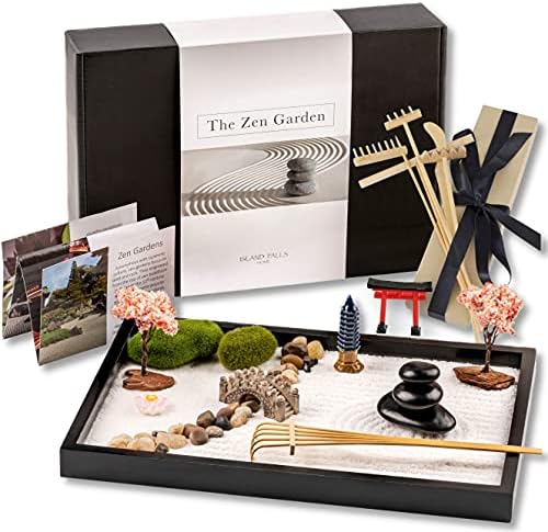 Island Falls Home Kit de décoration Jardin Japonais Sable Zen Miniature 11x8 Pouces, intérieur, 6 Outils, 15 éléments, pour Bureau Salon Maison