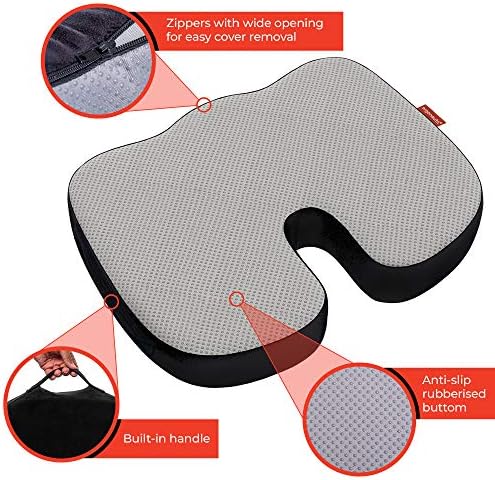 Ergonauts Coussin de siège orthopédique antidérapant en Gel et Mousse à mémoire de Forme pour Coccyx, Coussin pour sièges de Voiture, chaises de Bureau, soulage Les douleurs dorsales et la sciatique - Image 3