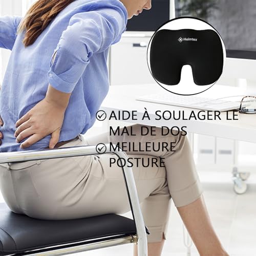 EDS Coussin orthopédique en Mousse à mémoire de Forme Respirant et antidérapant, pour Chaise de Bureau/sièges de Voiture/Chaise de Gaming/etc., à Housse Amovible Lavable, Noir - Image 6