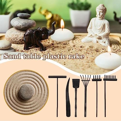 Kit Mini Zen Jardin - 6pcs Noir Râteau et Méditation Sable Outils - Rock Garden Idéal Relaxation - pour Table pour Accessoires - Image 3