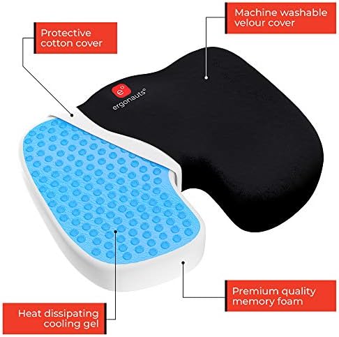 Ergonauts Coussin de siège orthopédique antidérapant en Gel et Mousse à mémoire de Forme pour Coccyx, Coussin pour sièges de Voiture, chaises de Bureau, soulage Les douleurs dorsales et la sciatique - Image 2