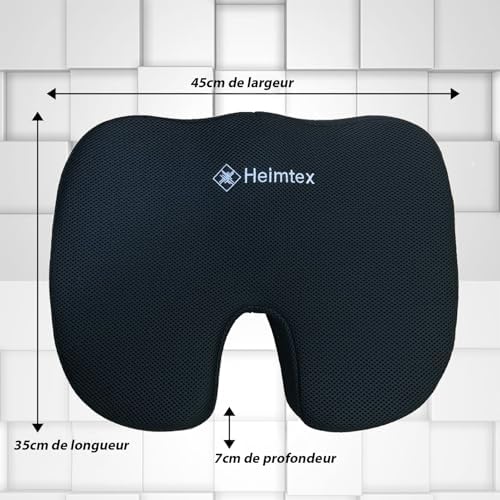 EDS Coussin orthopédique en Mousse à mémoire de Forme Respirant et antidérapant, pour Chaise de Bureau/sièges de Voiture/Chaise de Gaming/etc., à Housse Amovible Lavable, Noir - Image 2