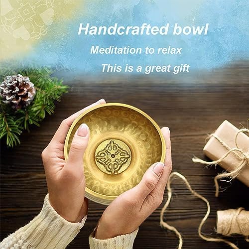 Ensemble de Bols Chantants Tibétains, Bol de Méditation avec Maillet en Bois/Coussin de Soie/Brûleur d'encens, Bols Chantants Tibétains pour Relaxation Mentale/Yoga/Méditation Pleine Conscience - Image 5