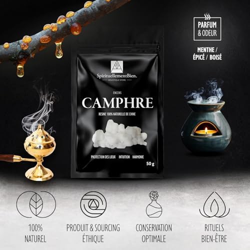 Encens Naturel - Bonheur - Purification - Protection - Protection pour Fumigation Brule Parfum ou encensoir (Camphre, 50 GR) - Image 2