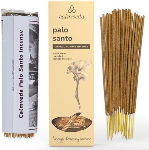 Encens Palo Santo en Batonnets - (80 d'encens) Encens Naturel sans Charbon encens, Fabriqués À Partir De Fleurs Recyclées | Bois de Palo Santo Purification,Parfum Doux et boisé avec Touche d'agrumes