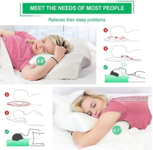 Elviros Oreillers à Mémoire de Forme, Oreillers Ergonomiques pour la Nuque, Oreiller Ergonomique Forme Orthopédique Anti Douleur, Décontracter Les Muscles aux Épaules, Gris Foncé - Image 5