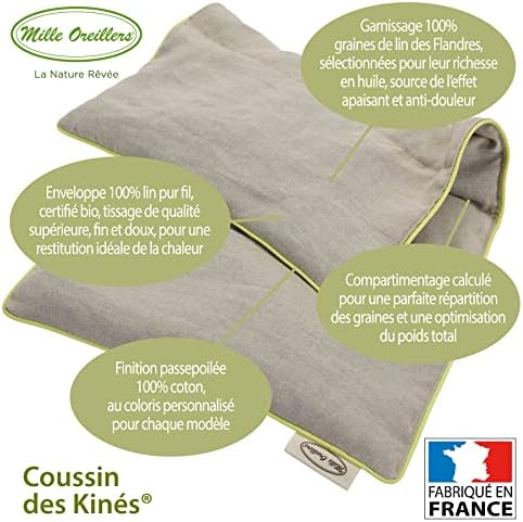 Mille Oreillers Coussin des Kinés ® - Graines de Lin - 24 x 50 cm - Lombaires, épaules - Apaise et soulage - Image 2