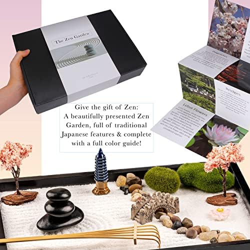 Island Falls Home Kit de décoration Jardin Japonais Sable Zen Miniature 11x8 Pouces, intérieur, 6 Outils, 15 éléments, pour Bureau Salon Maison - Image 8