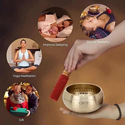 Zap Impex® Magnifique bol chantant tibétain en laiton martelé à la main -Méditation, yoga - 11,4 cm - Image 5
