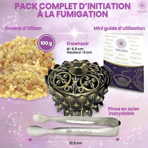 Coffret Encens Oliban Naturel – 100g d'Encens Boswellia Serrata, Encensoir et Pince en Acier Inoxydable – Idéal pour la Purification & Méditation (Encens Oliban 100g) - Image 2