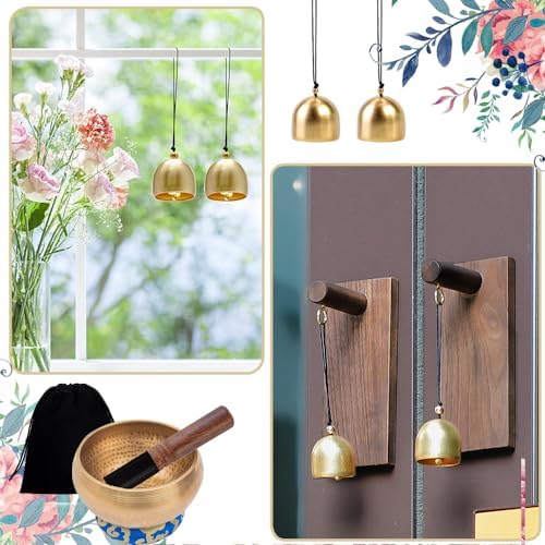 Bol Chantant Tibétain Ensemble,Bol Chantant Artisanal,Bol Musical,Marteau en Bois,Sac en Tissu,Coussin en Soie et 2 Clochettes en Bronze,Maillet Bol Tibétain,Bol Tibétain Chantant(6PCS) - Image 6