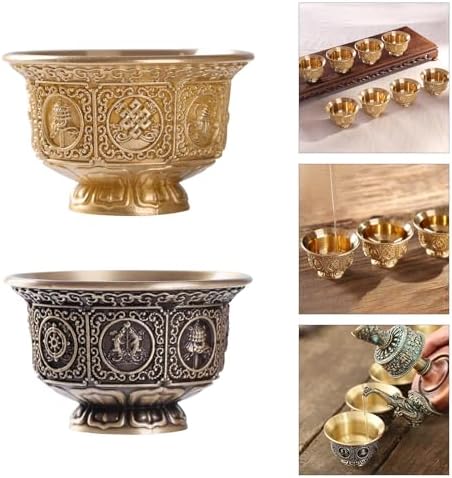 WNXGNHO Cuivre Tibétain Huit Symboles Chance offert Bol Tasse d'eau Bénite pour Le Rituel Bouddhiste Bouddha Décoration Maison - Image 2