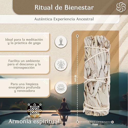COPALOSANTO® | Paquets Faits à la Main de Sauge Blanche à brûler 10 cm | Sahumérium Naturel | Protection ancestrale et spirituelle | Nettoyage énergétique (4 Sauge Blanche) - Image 2