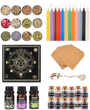 Nankoyal Fournitures et Outils Wiccan, kit de Fournitures de sorcière pour de sorcière | Kit Complet de Fournitures de sorcière - Guide Facile à Suivre Fournitures de sorcières pour Les collègues de