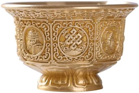Bol traditionnel tibétain porte-bonheur huit symboles offrant une tasse en cuivre massif pour eau bénite, fournitures rituelles bouddhistes - Image 6