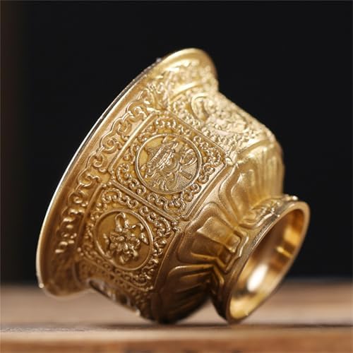Bol traditionnel tibétain porte-bonheur huit symboles offrant une tasse en cuivre massif pour eau bénite, fournitures rituelles bouddhistes - Image 5