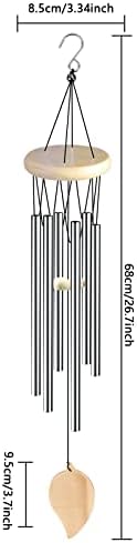 Pinsheng Carillon à Vent, Carillons éoliens Extérieur Intérieur avec 6 Tubes en Aluminium, Carillons de Vent Décoratifs en Métal pour Jardin Maison Patio Balcon (Argent) - Image 2