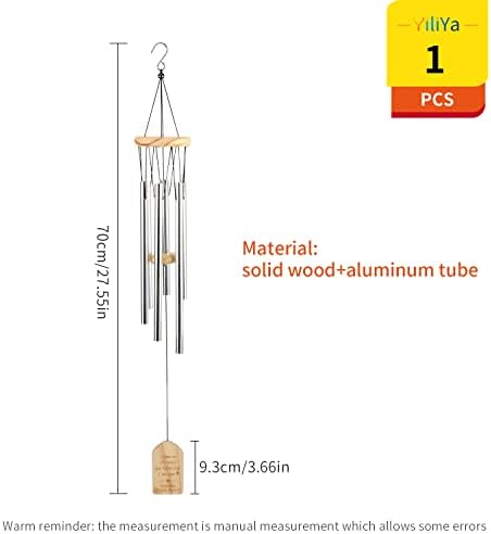 Carillon A Vent Exterieur Carillon à Vent de Jardin Avec 6 Tube Aluminium En Métal Carillon éoliens Nature Mélodieux pour Jardin Maison Patio Balcon Décoration (Argent) - Image 7