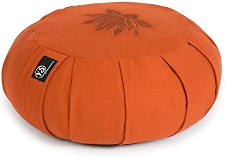 Yoga Studio - Coussin de méditation en zafu Rond - Feuille de Lotus - Taille 36 cm de diamètre (Environ) - 17 cm de Profondeur