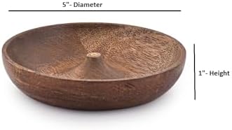 SAMHITA Bol d'encens rond en bois, porte-encens, récupérateur de cendres pour décoration de maison, bureau, club, aromathérapie (12,7 x 12,7 x 2,5 cm) - Image 5
