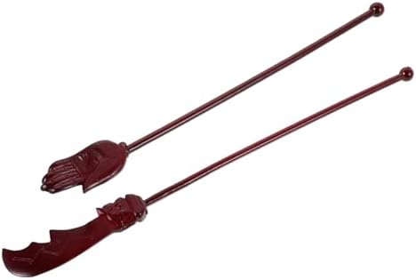 Zerodeko Bâtons en Bois Rétro Sculptés À La Main 2 Pièces Fournitures D'Outils Bouddhistes Accessoires Rituels Fournitures pour Temples Bouddhistes Et