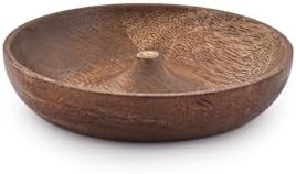 SAMHITA Bol d'encens rond en bois, porte-encens, récupérateur de cendres pour décoration de maison, bureau, club, aromathérapie (12,7 x 12,7 x 2,5 cm) - Image 2