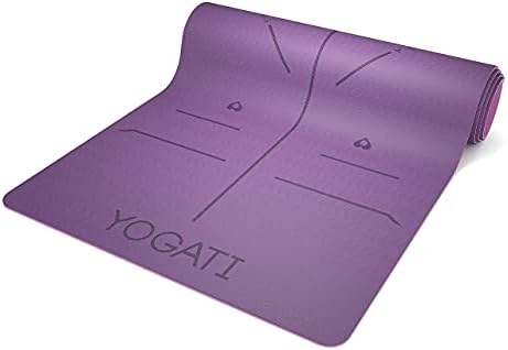 YOGATI - Tapis Yoga Antidérapant et Epais. Tapis de Yoga avec des repères d'alignement du Corps. Tapis de Sport pour Adultes et Enfants. Tapis de Gym idéal pour Pilates et Fitness. Tapis de yoga - Image 9