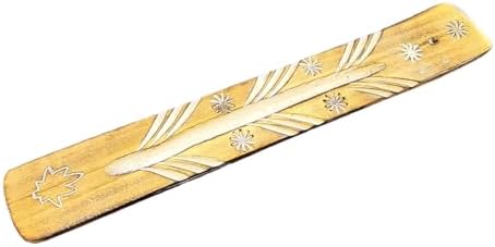 AZ'TRALE - Porte-Encens en Bois d'Inde avec Dessins Faits Main - Élégance Spirituelle et Harmonie Intérieure (Vishnou)